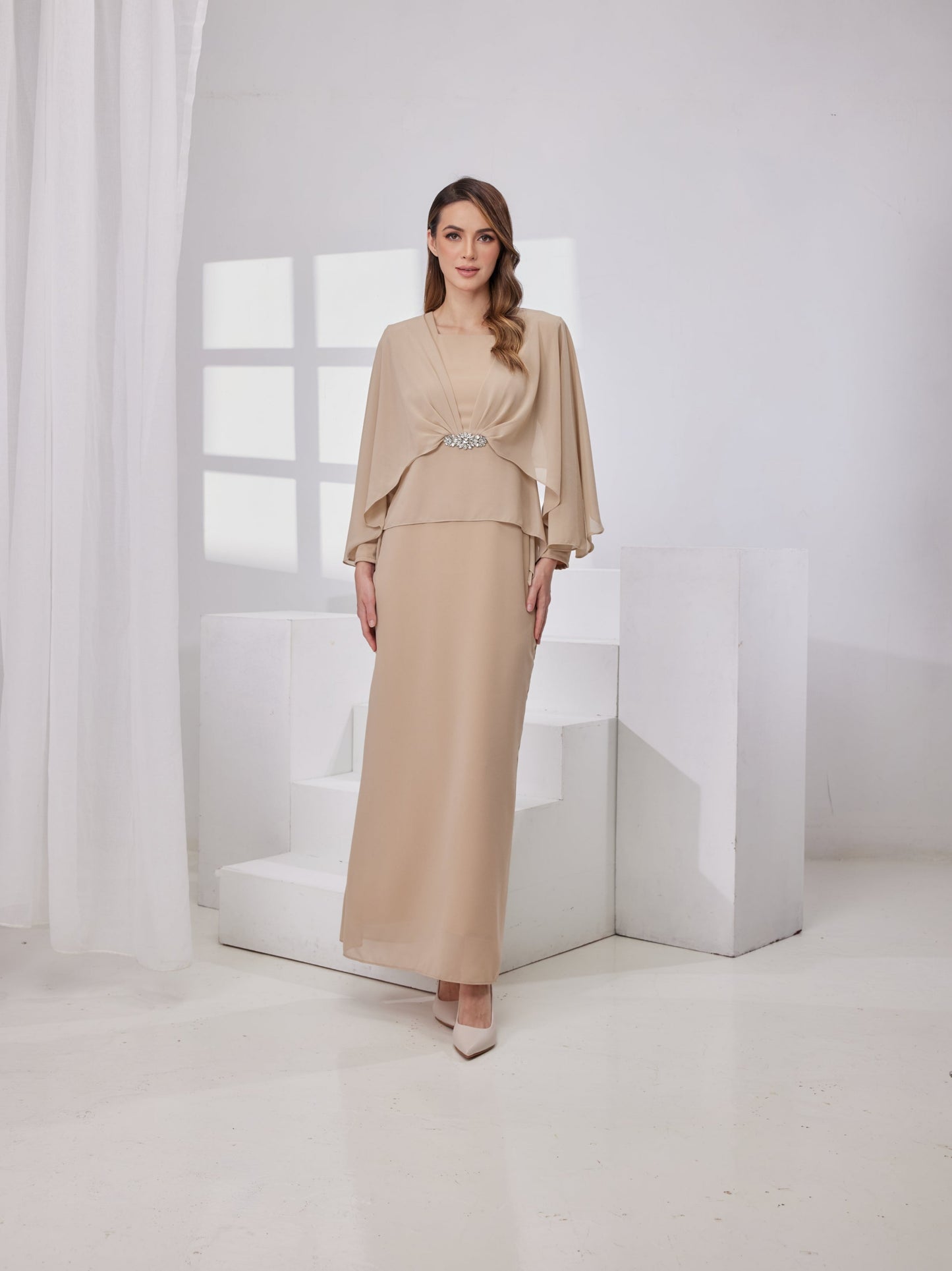 Raudah Kurung Dress- Nude