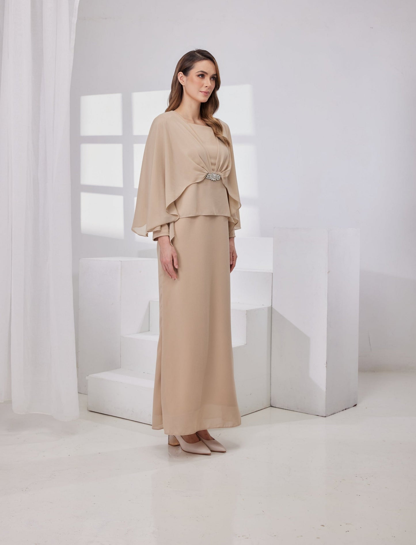 Raudah Kurung Dress- Nude