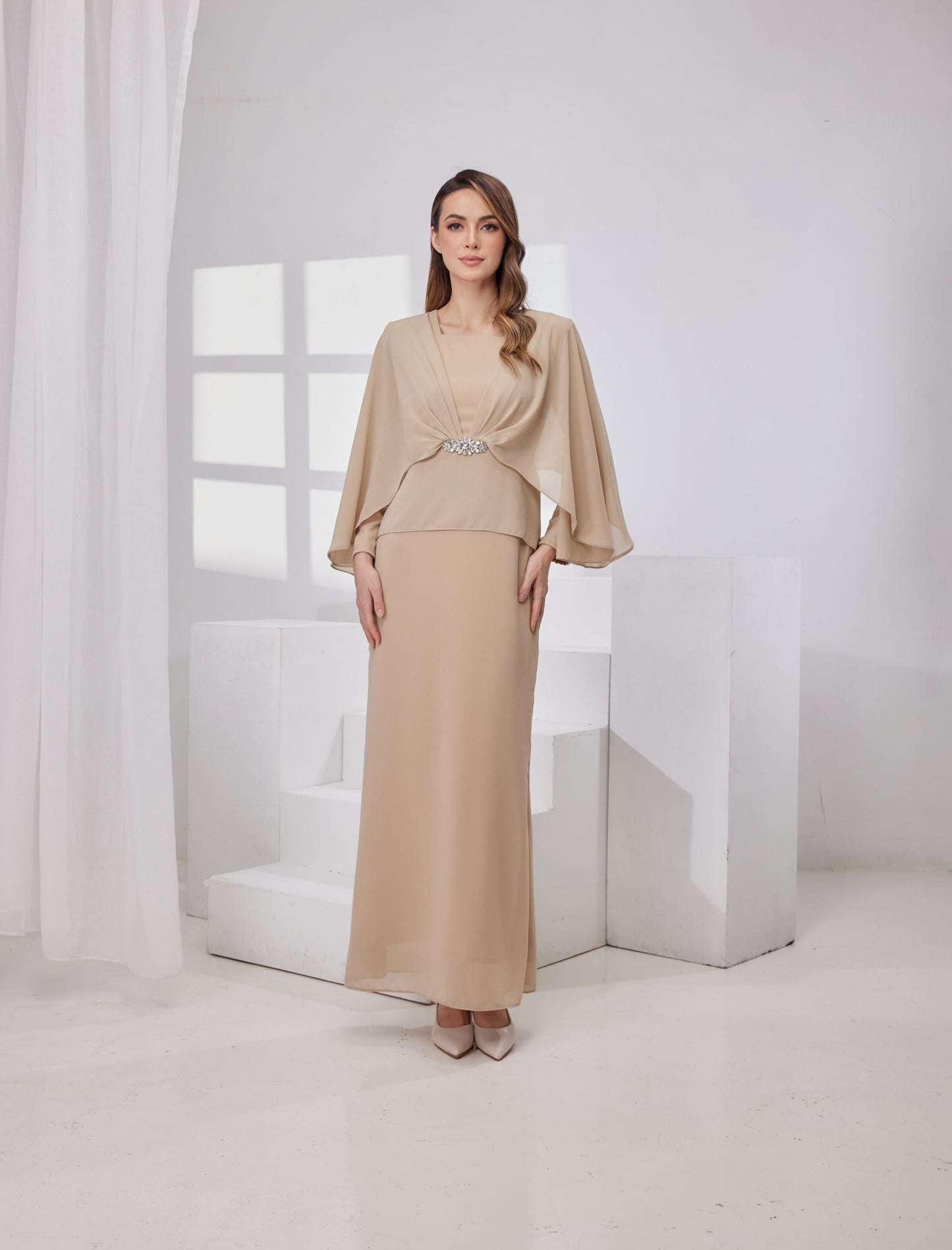 Raudah Kurung Dress- Nude