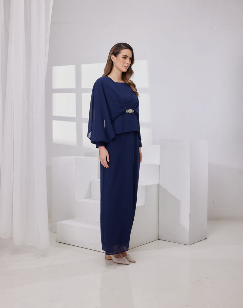 Raudah Kurung Dress- Navy Blue