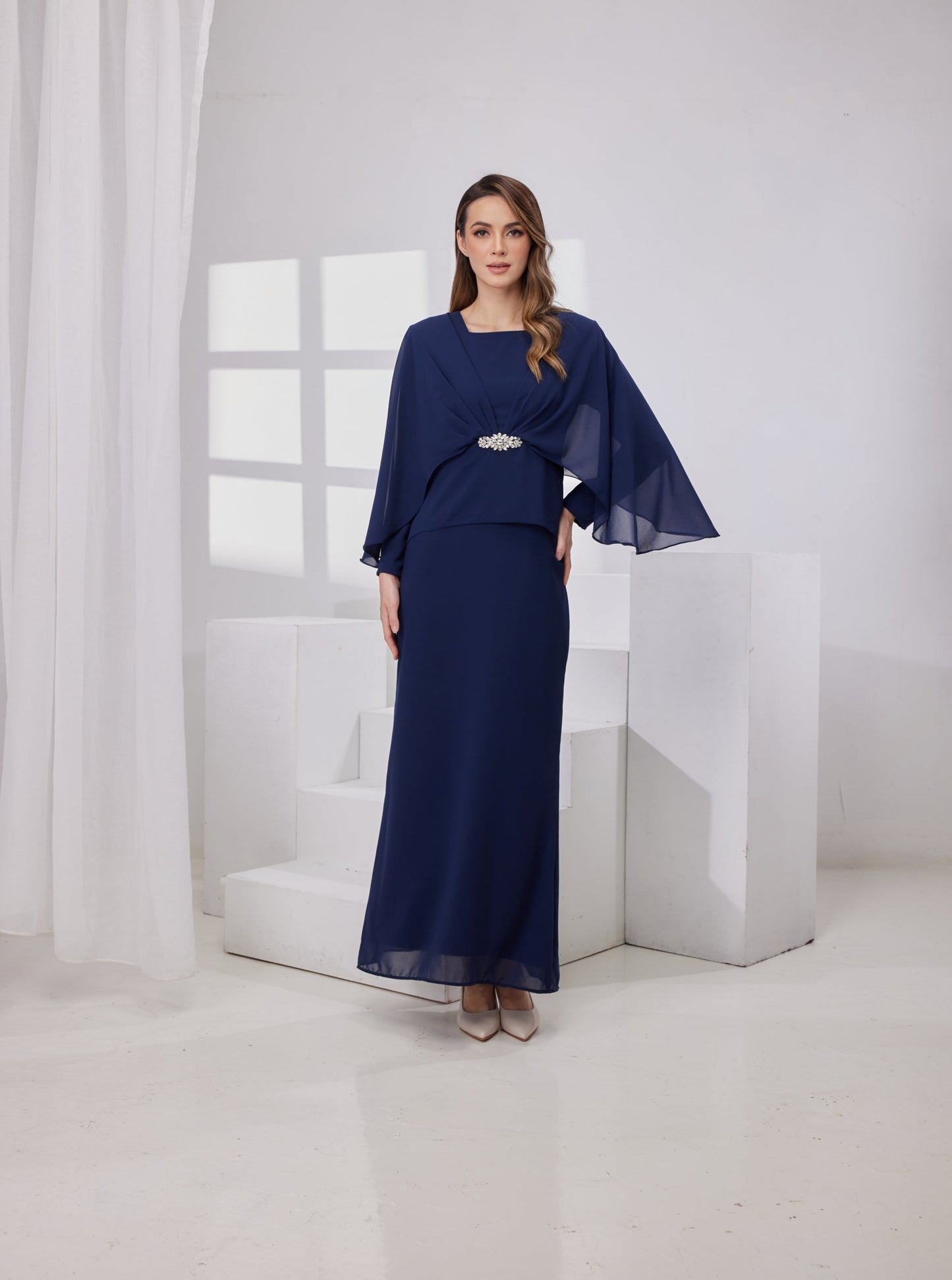 Raudah Kurung Dress- Navy Blue