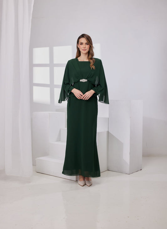 Raudah Kurung Dress - Emerald Green