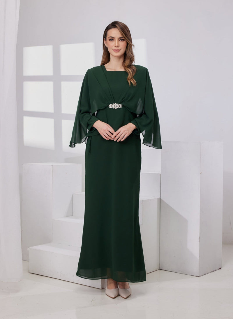 Raudah Kurung Dress - Emerald Green