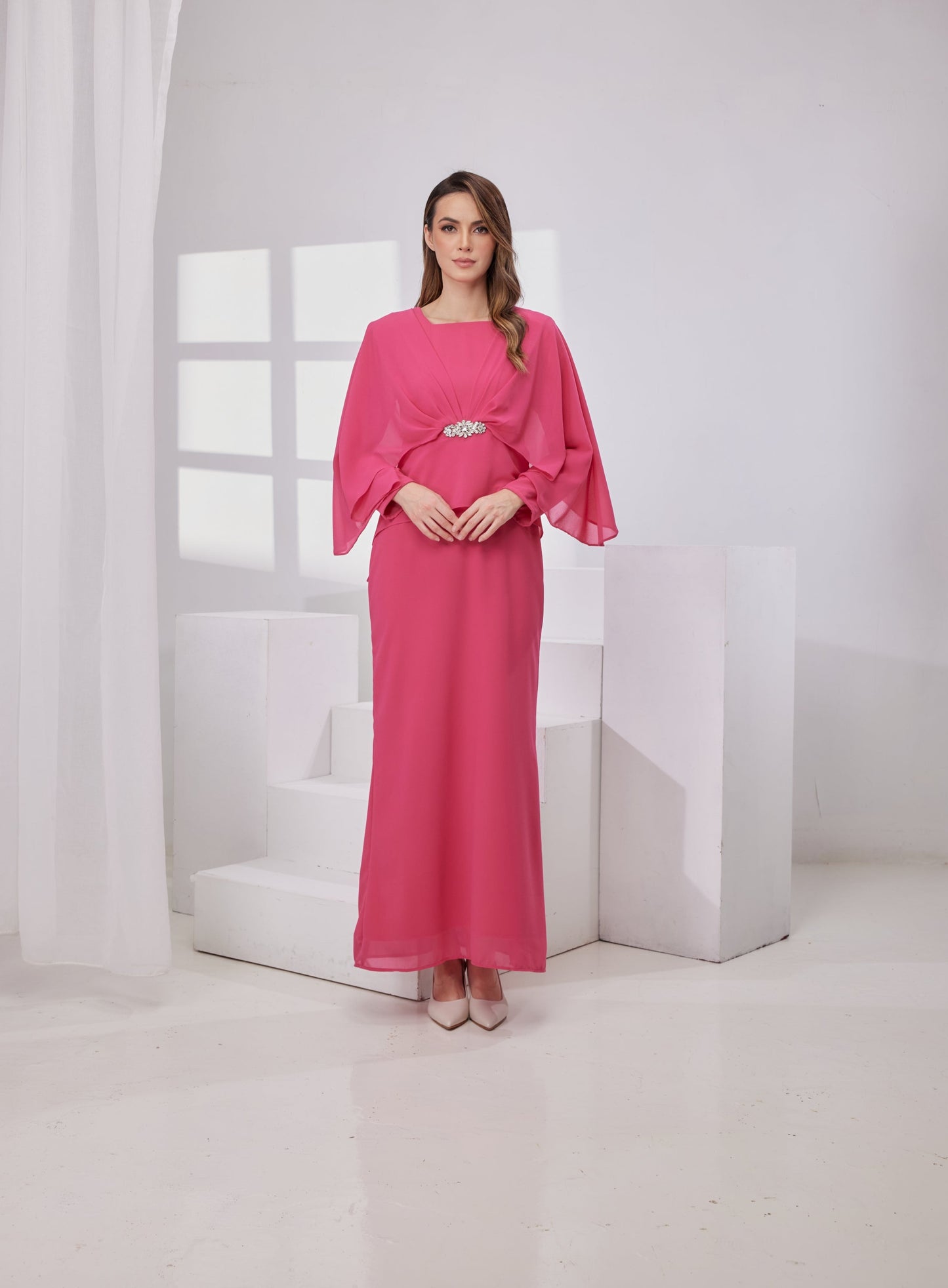 Raudah Kurung Dress- Hot Pink