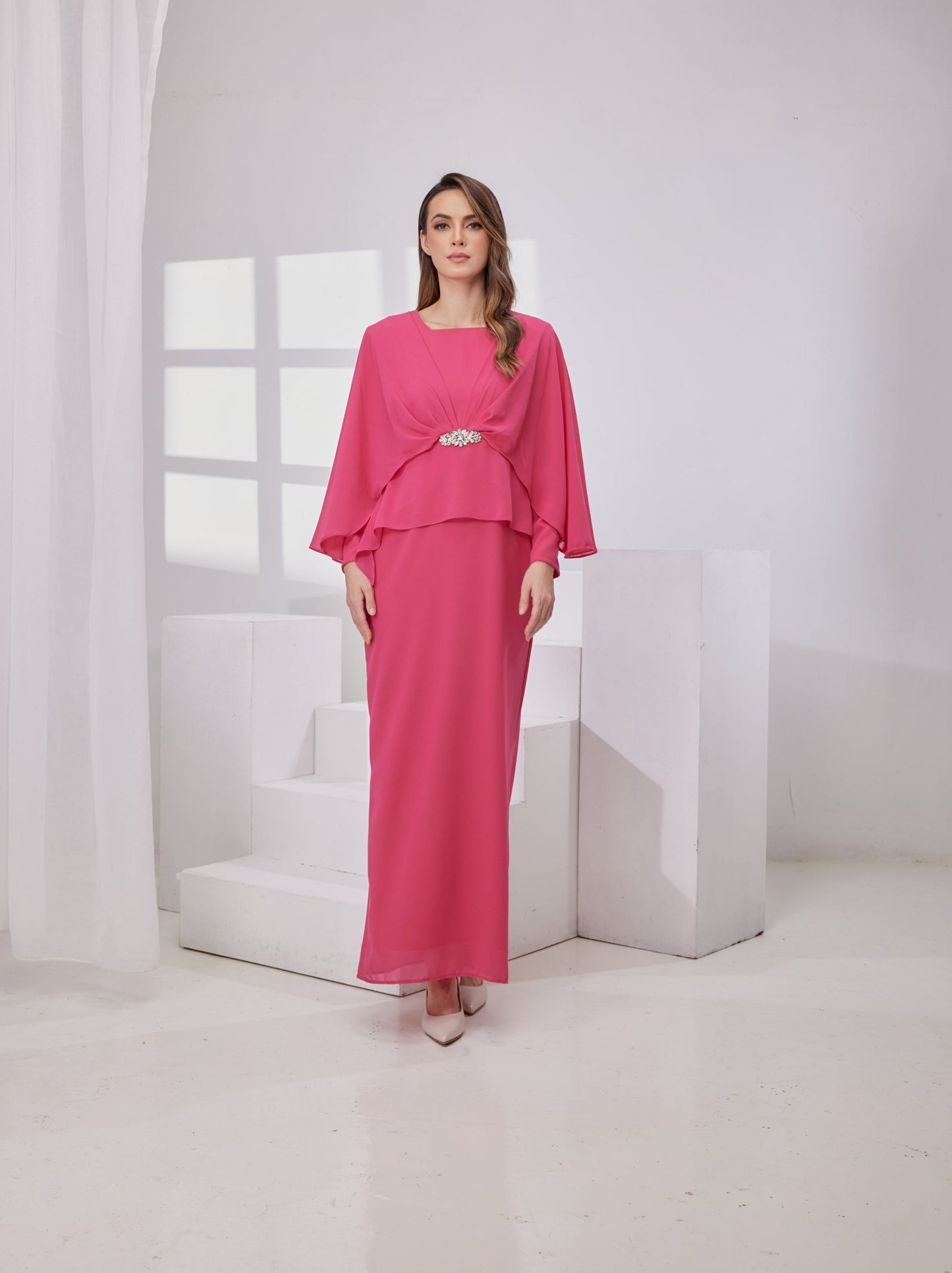 Raudah Kurung Dress- Hot Pink