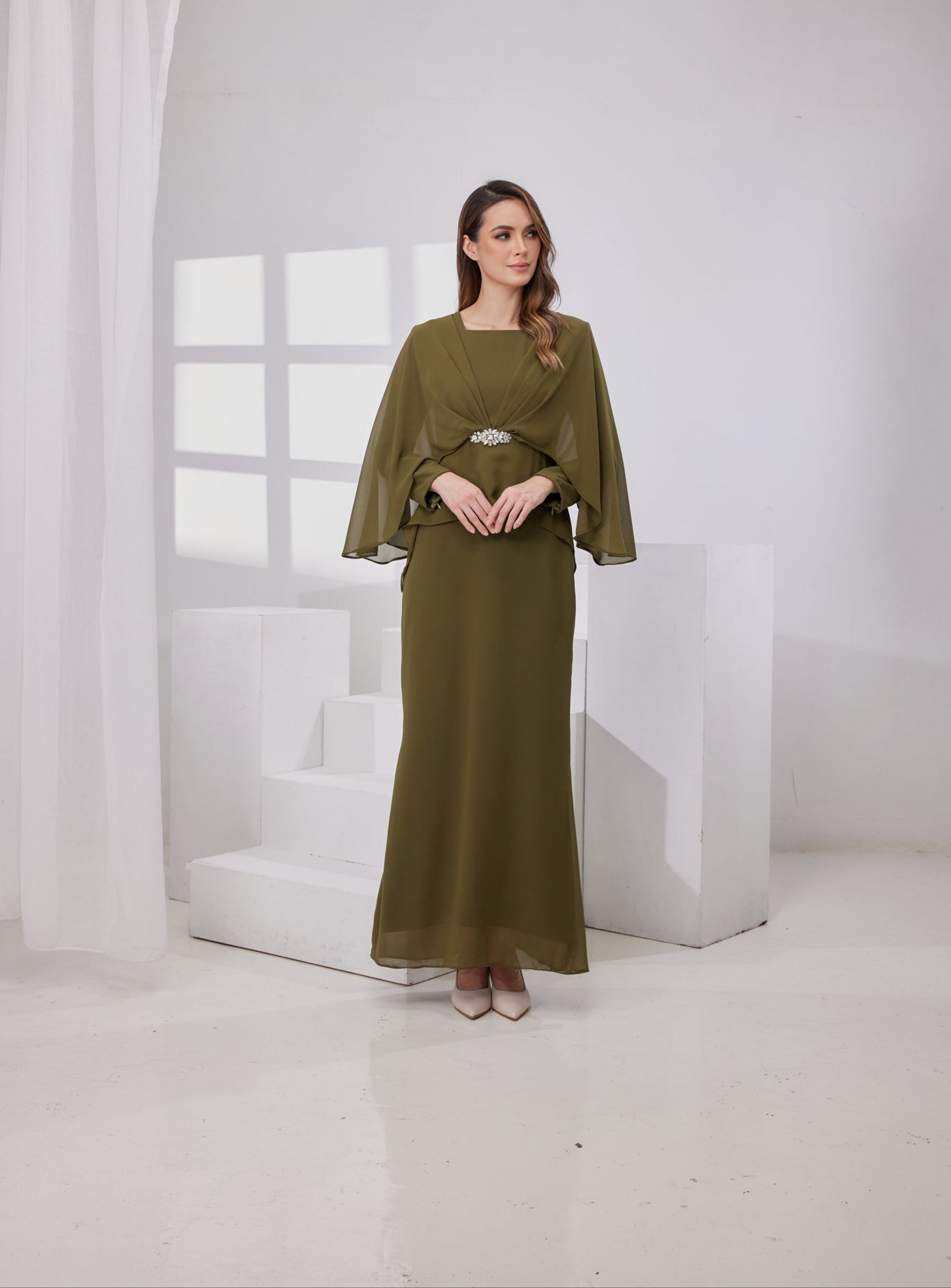 Raudah Kurung Dress- Olive