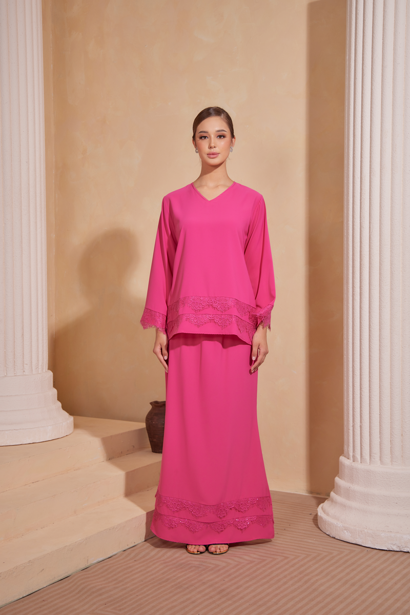 Cempaka Kurung - Hot pink