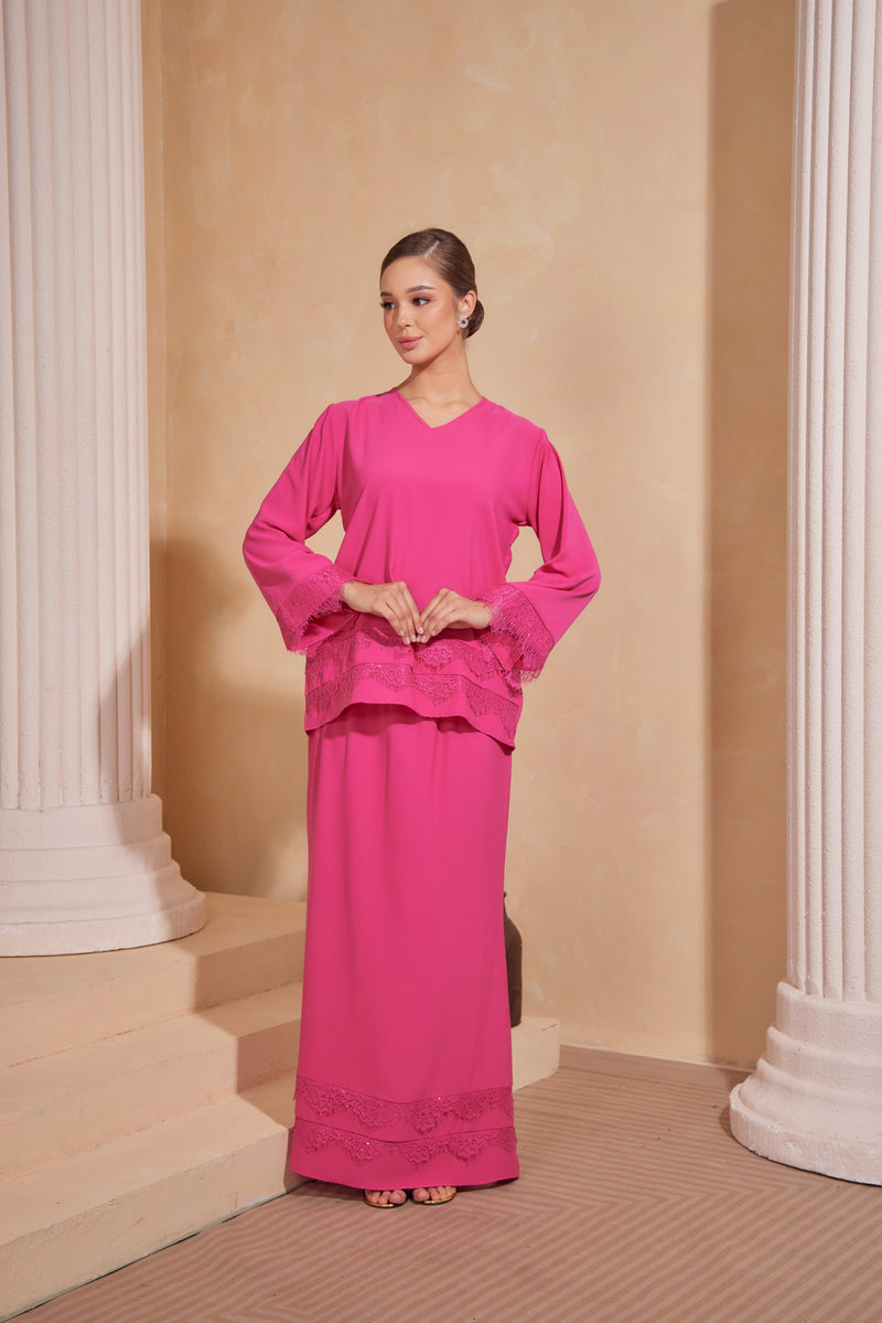 Cempaka Kurung - Hot pink